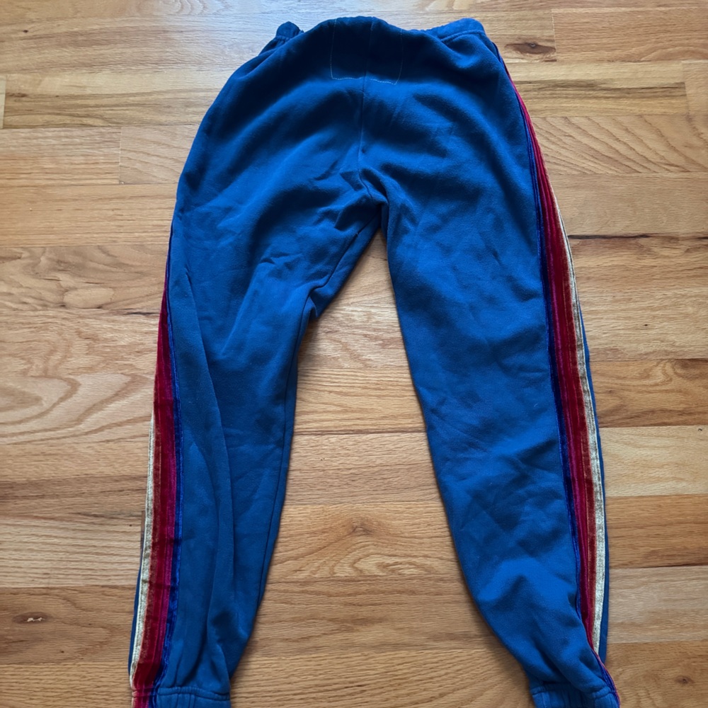 Aviator Nation Royal Blue Track Joggers with Red and Gold Side Stripes